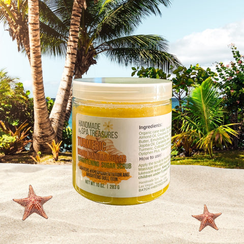 Spa Treasures Tumeric Warm Vanilla Sugar Scrub Brightening Lightens Hyperpigmentation