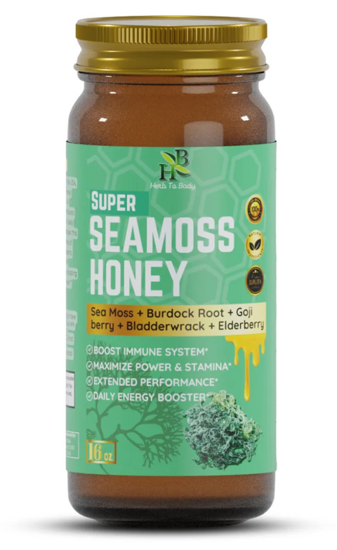 Herb To Body Super Sea Moss Honey | Multifloral Honey | Wildcrafted | 16oz